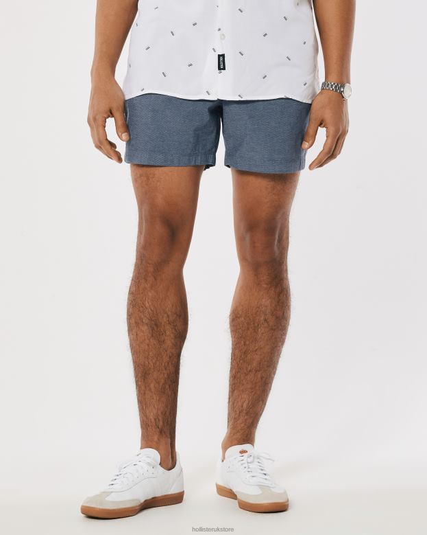 Bottoms Hollister Men Twill Jogger Shorts 5\\ 488201144 Navy Microstripe